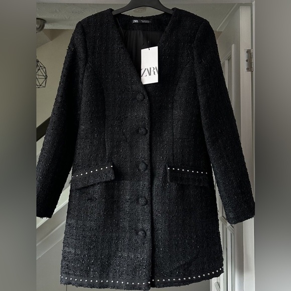 Zara textured studded blazer jacket new - Picture 1 of 7